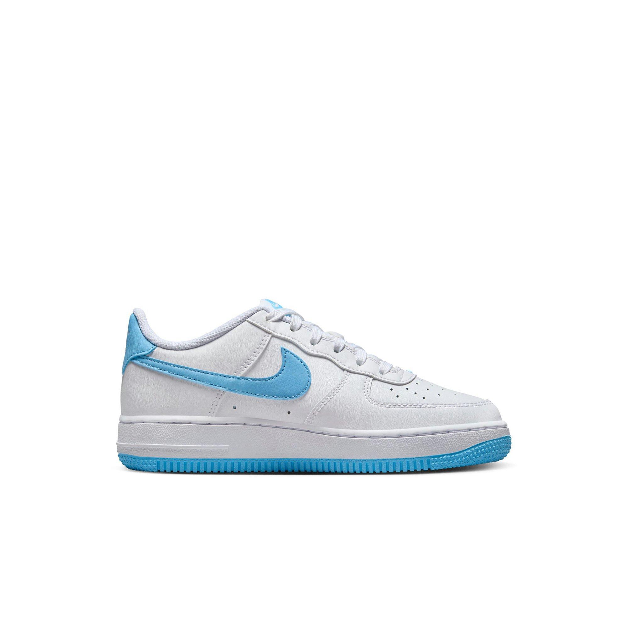 Nike Air Force 1 Preschool Girls White Aquarius Blue Shoe